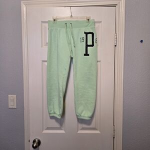 Victoria's Secret Mint Green Joggers with Black Lettering
